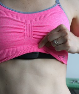 Monitor stitched into sports bra.